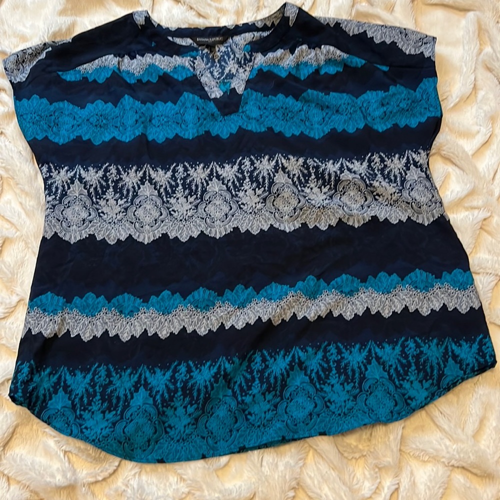 Banana Republic Women's Cap Sleeve Blouse Blue Floral Size M